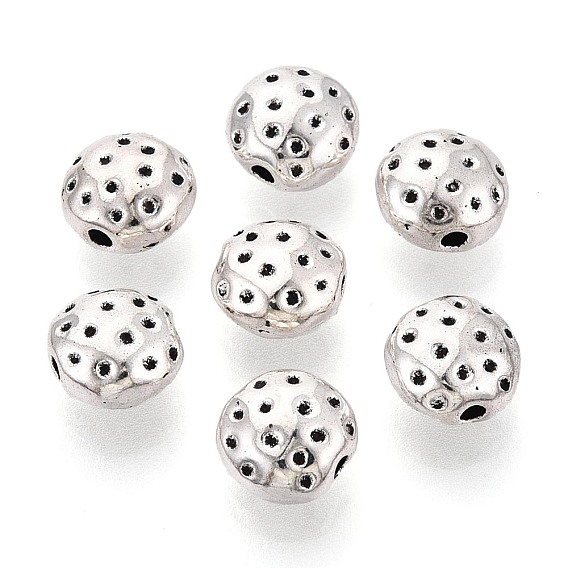 Текстурированные тибетские бусины из сплава, плоско-круглые