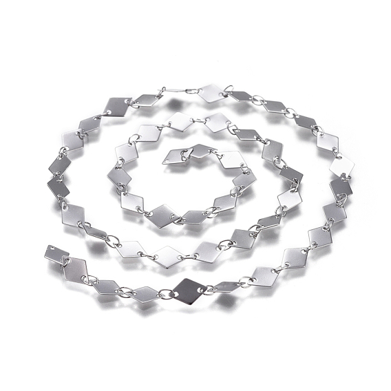 304 Stainless Steel Link Chains, Soldered, Rhombus