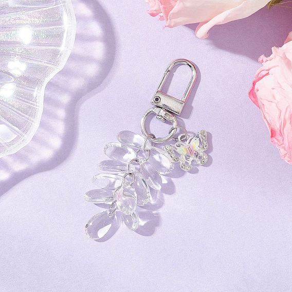 Стеклянные подвесные украшения в форме капли, подвески-бабочки из сплава и поворотные застежки