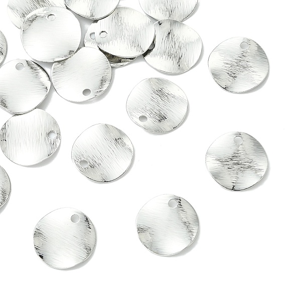 SHEGRACE Brass Pendants, Round Charms, Stamping Blank Tag, Brushed Finish, Cadmium Free & Lead Free & Nickel Free