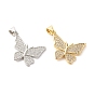Латунные микропаве прозрачные подвески с фианитом, без кадмия и без свинца, бабочка