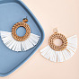 Rattan Ring Stud Earrings, with Metal Pins, Woven Raffia Tassel Earring, Bohemia Style Dangle Earrings for Women