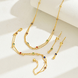 Комплект украшений в стиле бохо из винтажной латуни с разноцветными стразами, комплект браслетов, серег и ожерелий для женщин