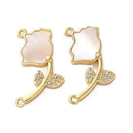 Подвески-коннекторы из латуни с микропаве из прозрачных кубических цирконий в виде розы, с естественной оболочке, стойки покрытие, прочное покрытие, без кадмия и без свинца