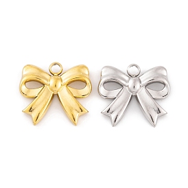Ion Plating(IP) 304 Stainless Steel Charms, Bowknot Charm