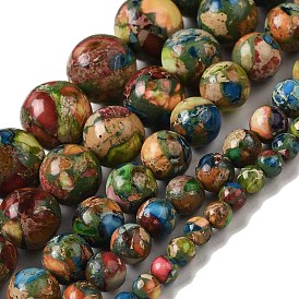 Dyed Natural Imperial Jasper Beads Strands, Round