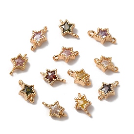 Латунные подвески для стеклянных соединителей, звездные ссылки, золотые