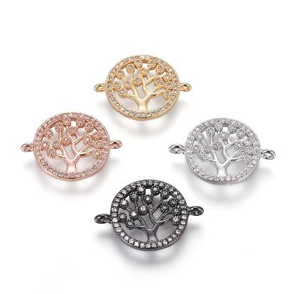 Brass Micro Pave Cubic Zirconia Links, Tree of Life