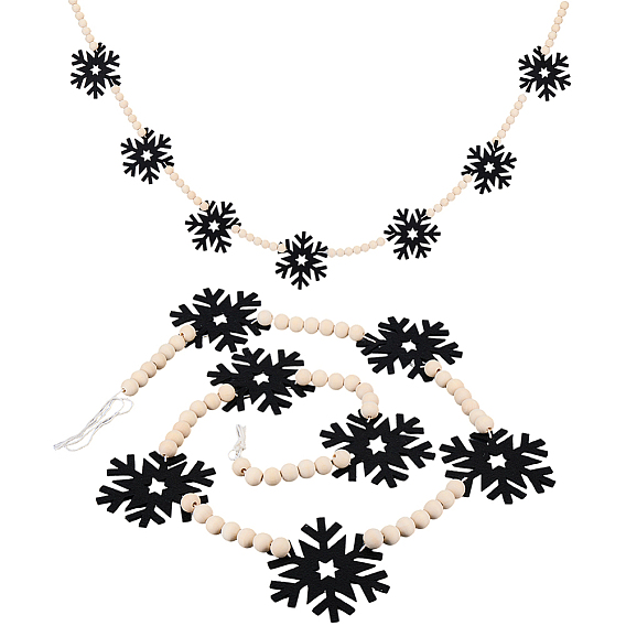 Рождественские фетровые подвесные баннеры флаги, с деревянных бусин, для праздничных украшений