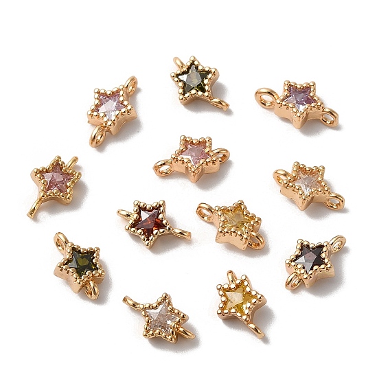 Латунные подвески для стеклянных соединителей, звездные ссылки, золотые