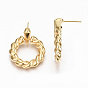 Brass Dangle Stud Earring, Twist Ring, Nickel Free
