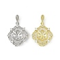 Латунные микро-паве прозрачные кубические цирконии европейские подвески-шармы, привязка поручительств, за половину пробурено бисера, квадратный, без свинца и без кадмия, долговечный