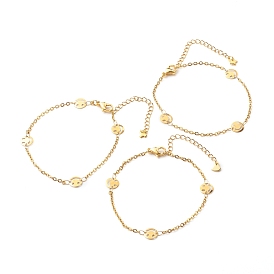 304 Stainless Steel Link Chains Bracelet, Smile