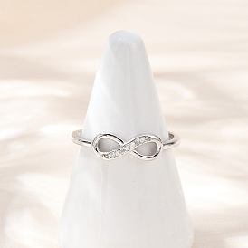 Бесконечность стерлингового серебра кубический цирконий регулируемые кольца для женщин
