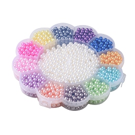 13 Style Spray Painted ABS Plastic Imitation Pearl Beads, Gradient Mermaid Pearl Beads, Round