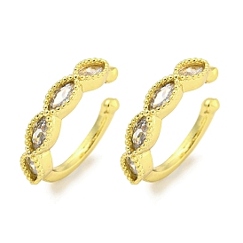 Brass Micro Pave Cubic Zirconia Cuff Earrings, for Women, Horse Eye