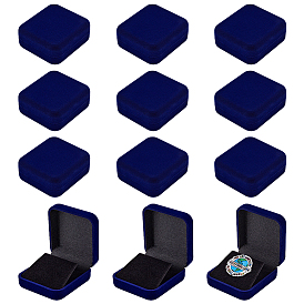 12Pcs Flocking Plastic Badge Storage Boxes, Badge Gift Case with Plush Inside, Square