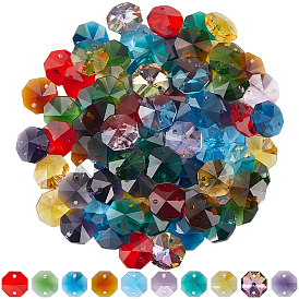 120шт 10 цвета гальванического стекла звенья соединители, граненые, для люстры призматическая цепочка из бусин, украшение ювелирных изделий своими руками, восьмиугольник