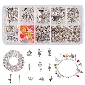 SUNNYCLUE DIY Bracelet Making, with 304 Stainless Steel Cable Chains, Alloy Pendants, Brass Lobster Claw Clasps and Acrylic Bead