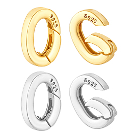 4 шт. 2 цвета 925 кольца-пружинки из стерлингового серебра, овал со штампом 925