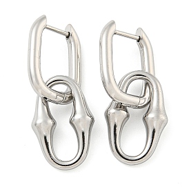 Oval 304 Stainless Steel Hoop Earrings, Dangle Earrings for Women