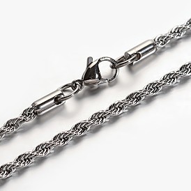 304 из нержавеющей стали веревки цепи ожерелье, с карабин-лобстерами , 21.65 дюйм