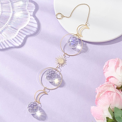 Стеклянные подвесные ловцы солнца, с латунными подвесками, создатель радуги, для наружного украшения сада