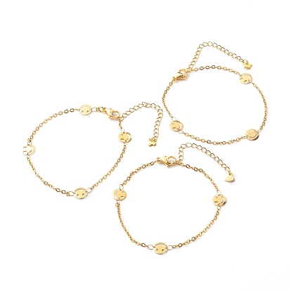 304 Stainless Steel Link Chains Bracelet, Smile