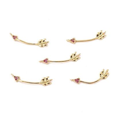 Brass Micro Pave Cubic Zirconia Pendants, Long-Lasting Plated, Cadmium Free & Lead Free, Arrow