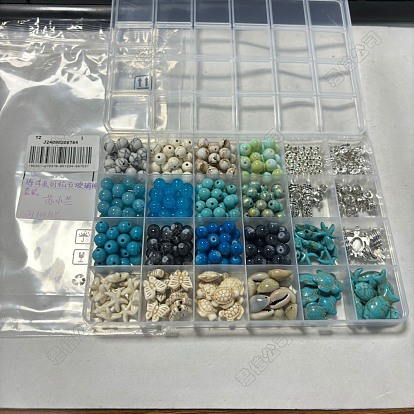 DIY Ocean Theme Synthetic Turquoise & Glass Beads Jewelry Making Finding Kits