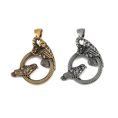 304 подвески из нержавеющей стали, кольцо с подвеской в виде ворона