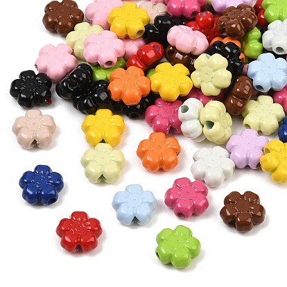 Baking Paint Opaque Acrylic Beads, Flower