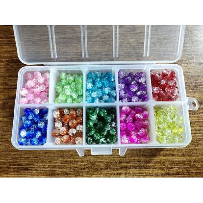 700Pcs 10 Colors Baking Paint Crackle Glass Bead, Round