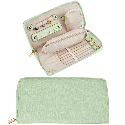 PU Leather Jewelry Zipper Bags, Jewelry Organizer, for Necklaces, Rings, Earrings and Pendants, Rectangle