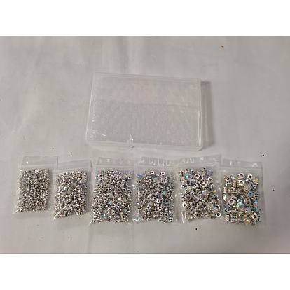 780Pcs 6 Style Sew on Rhinestone, Glass Rhinestone, with Platinum Iron Prong Settings, 4-holes, Garments Accessories, Flat Round