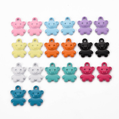 Spray Painted Alloy Charms, Cadmium Free & Lead Free, Bear