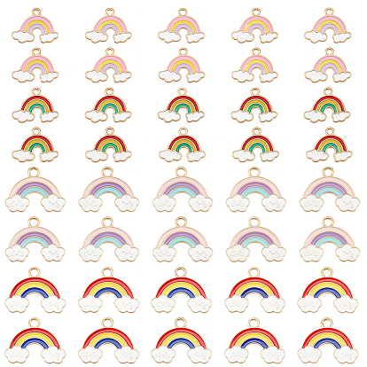 40 шт 4 стили подвески из сплава эмали, радуга