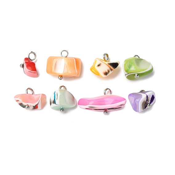 Подвески из окрашенных натуральных ракушек трохид/трохус, подвески-самородки с латунными петлями, разноцветные