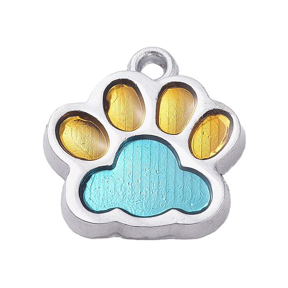 Подвески из эмали и сплава, два тона, собака отпечатки лап, платина