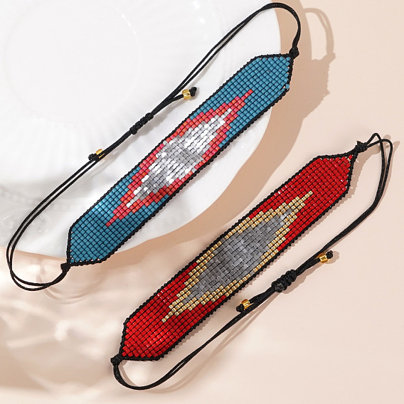 Браслеты из плетеных бусин в этническом стиле для женщин, ромб шаблон