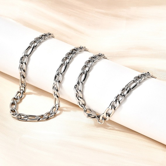 5мм 304 ожерелья из нержавеющей стали с цепочками Фигаро для женщин, вакуумное покрытие pvd, не тускнеет