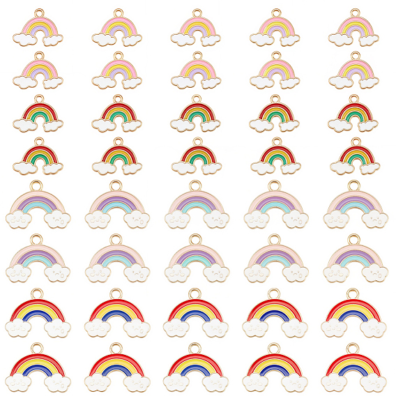 40 шт 4 стили подвески из сплава эмали, радуга