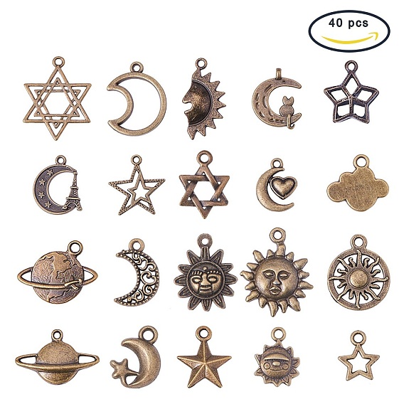 Pendentifs en alliage de style tibétain, série d'univers