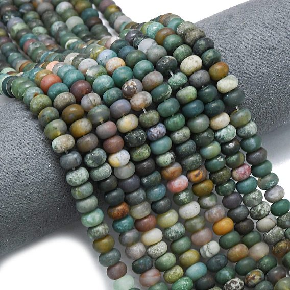 Природного индийского агата бисер нитей, матовые, рондель