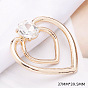 Alloy Buckles, with Clear Glass Rhinestone, for Strap Belt, Heart