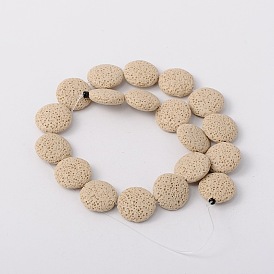 Lentil Dyed Synthetic Lava Rock Beads Strands, 20x7mm, Hole: 1mm, about 19pcs/strand, 15.3 inch