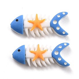 Cabuchones de resina opacos, Tema oceánico, espina de pescado con estrella de mar