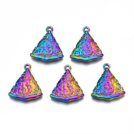 Rack Plating Rainbow Color Alloy Pendants, Cadmium Free & Nickel Free & Lead Free, Triangle Charms