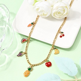 Сплав цветной эмалированный фрукт подвеска 304 ожерелья из нержавеющей стали цепи
