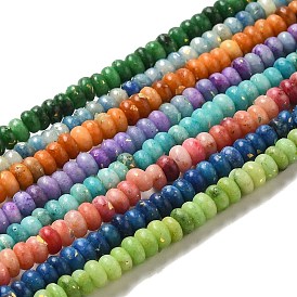Brins de perles de dolomite naturelles, avec opale synthétique, teint, rondelle
